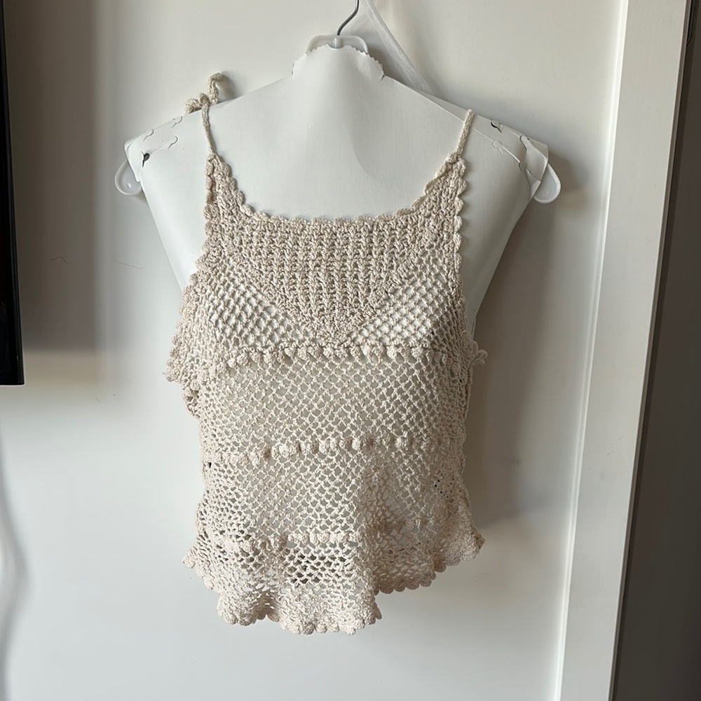 Billabong Tan and Cream Cropped Textured Camisole
